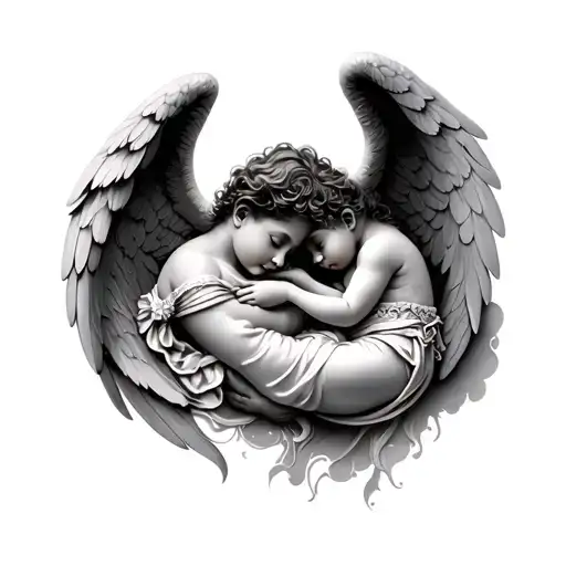 Angel And Baby Boy Laying