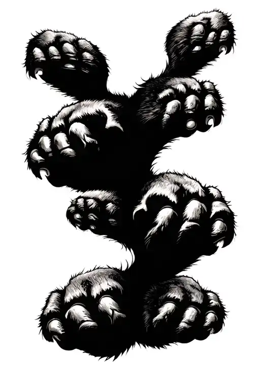 6 Wolf Paws Descending In Size Tattoo Design