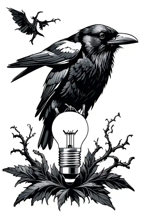 Crow Eating A Lightbulb