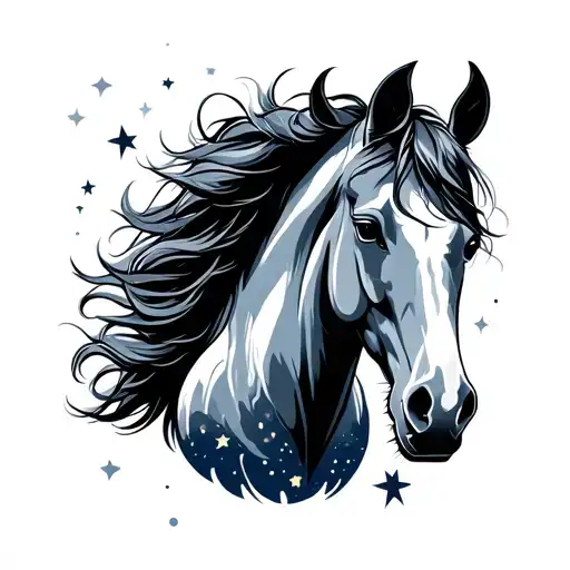 Ford Mustang Type Horse Under The Stars