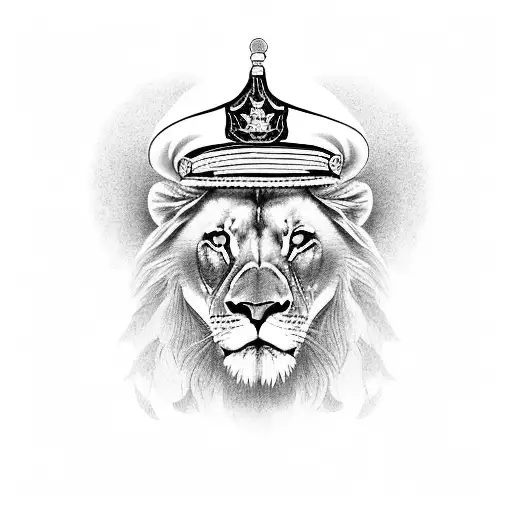 A Majestic Lion Wearing A Captain's Hat And Steering A Ship