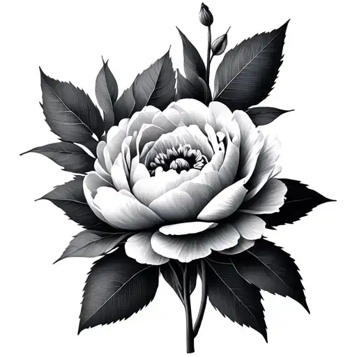 Peonies With Geometric Flower In The Background