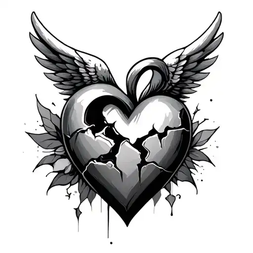 Infinite Sign Broken Heart With Wings