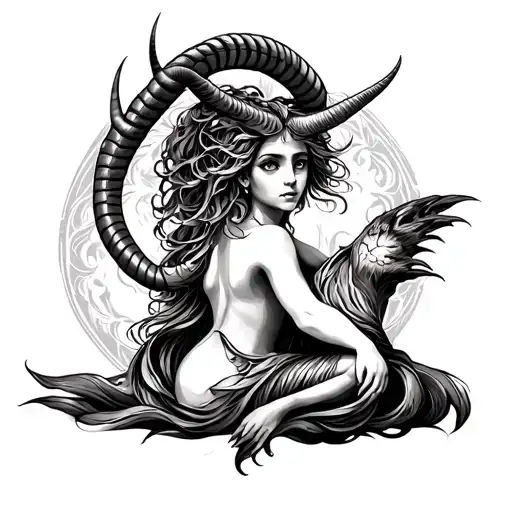 Ariel Capricorn 1991 Past Life Tattoo Design