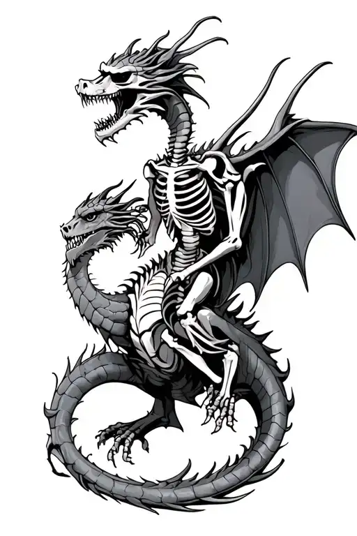 Skeleton Riding A Dragon