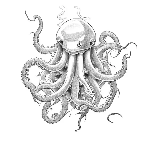 Neptune Fighting And Stabbing Giant Octopus With Trident