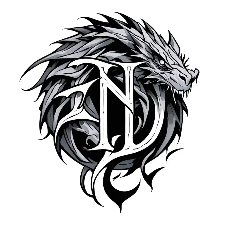 Tribal Bone Dragon Made Out Of The Letters E N V And E