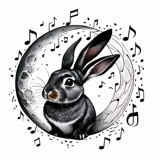 Rabbit Floppy Earslowers Moon Surrounded My Music Notes