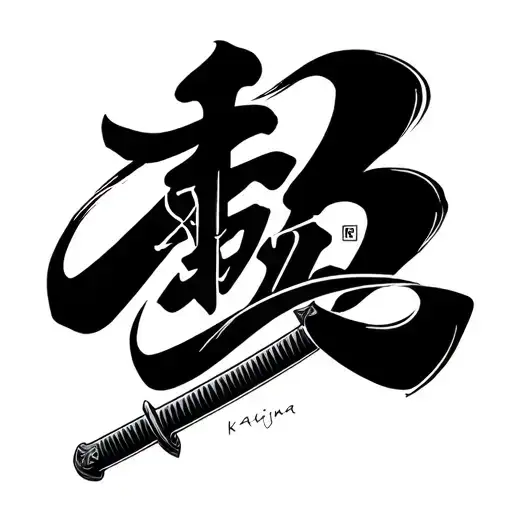 Katana In English Cursive Letters