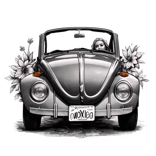 Mom Tattoo With A Convertible Vw Beetle