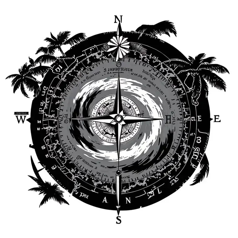 State Of Florida Nautical Chart With Hurricane And Compass Rose Offshore