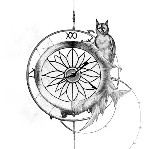 Hourglass Shaped Dreamcatcher With Broken Clock
