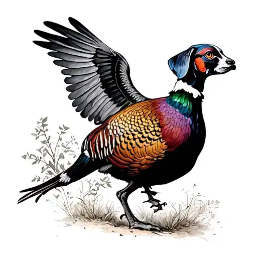 German Short Hair Pointer Chasing Pheasant