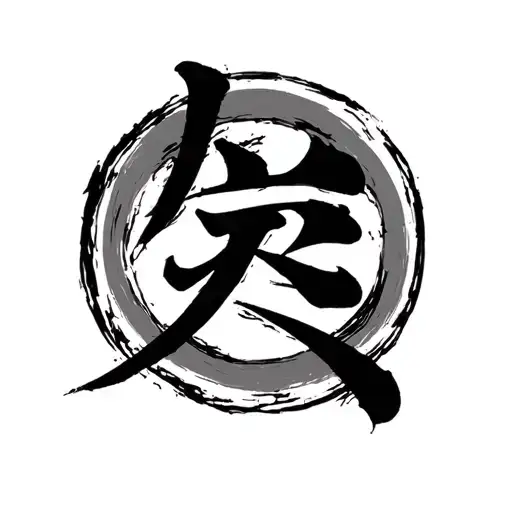 Japanese Kanji For Love Inside An Enso Circle