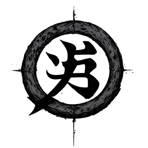 Japanese Kanji For Love Inside An Enso Circle