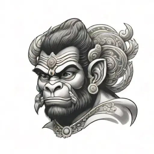 A Portrait Of Hanuman In A Traditional Style With A Modern Twist