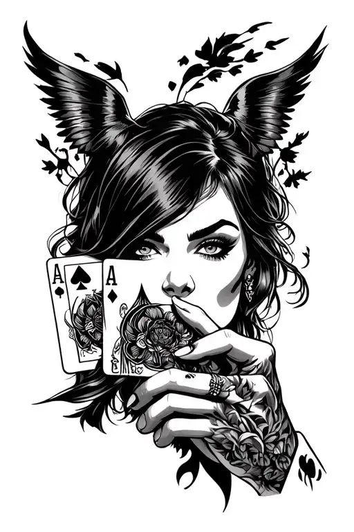 Woman Shushing With Card In Hand Holding