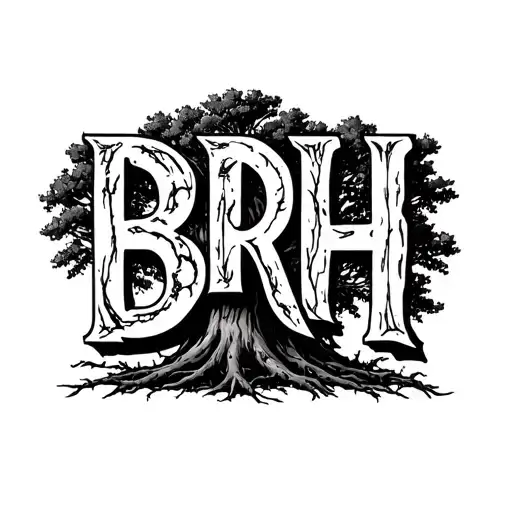 Tree With The Letters Brh In Buchery Regular Font Vertical In The Trunk