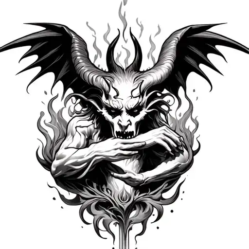 Black And White Tattoo Of God And The Devil In A Very Heated Tattoo Game