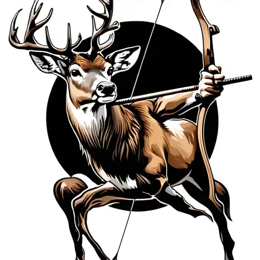 Deer Hunter Aiming A Bow