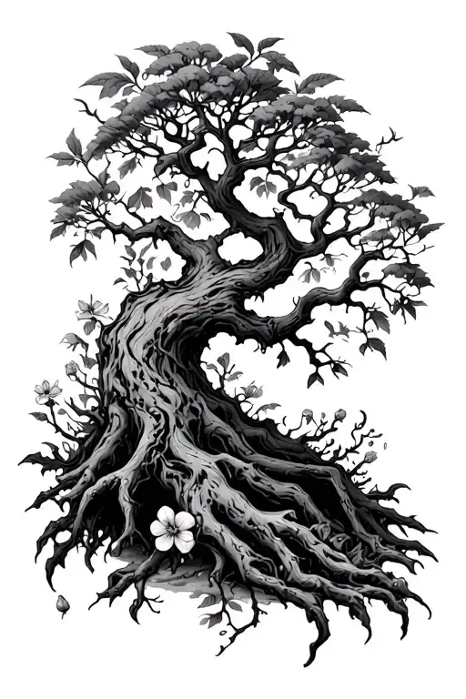 Poison Tree Without Leaves And Flowers Surrounding It