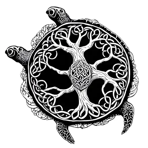 Celtic Style Tree Of Life As Turtle Hump Create A Small