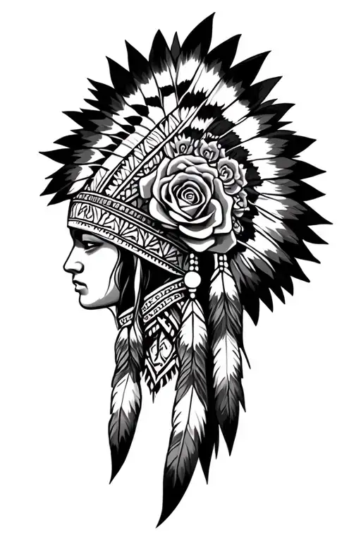Navajo Warrior Headdress With Roses