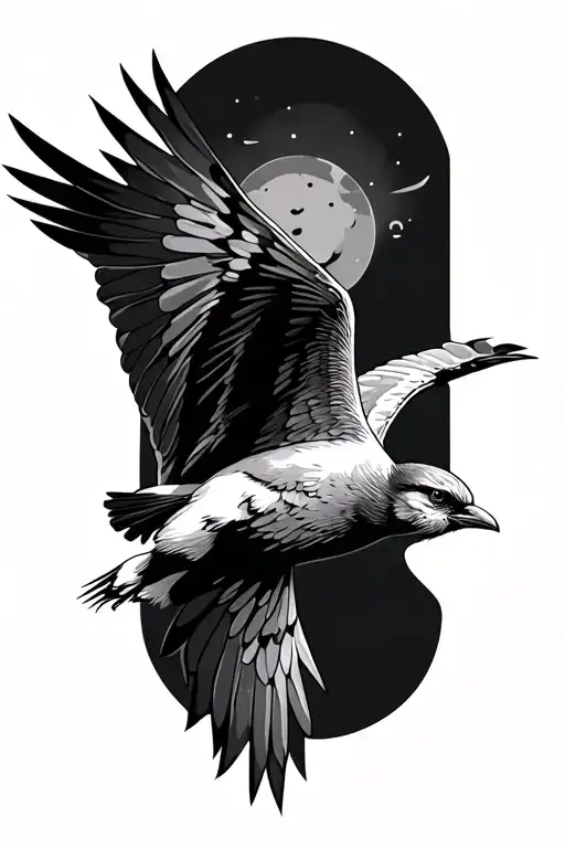 Bird Flying And A Skall