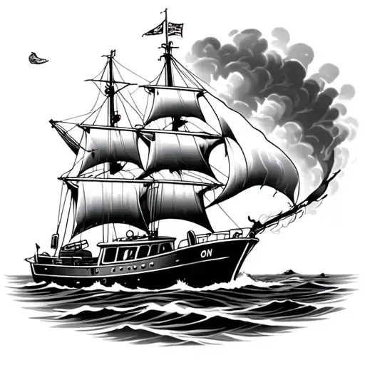 Fire Fighter Boat Sailing Ship