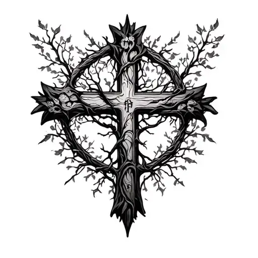 Cross With Tree Of Life In Middle Of The Cross