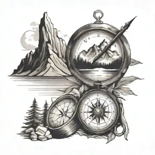 Rocky Mountains And Compass