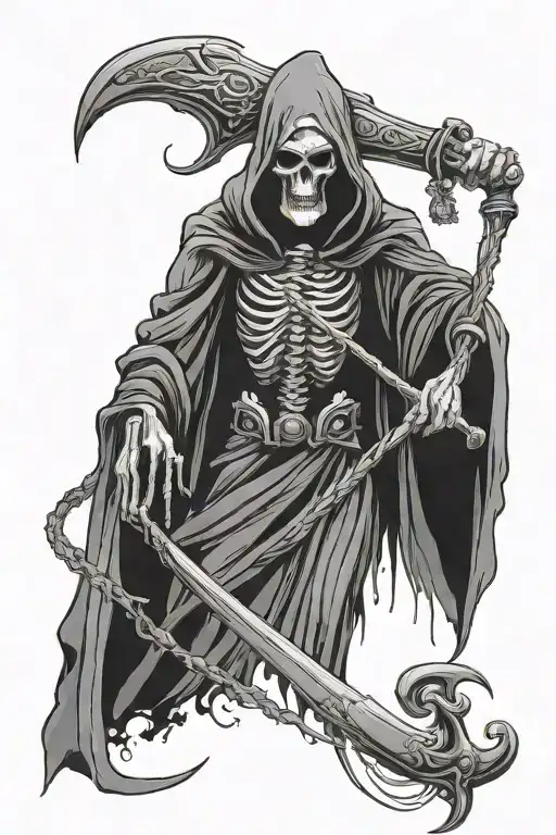 Gothic Style Grim Reaper Holding A Scythe Long Robe