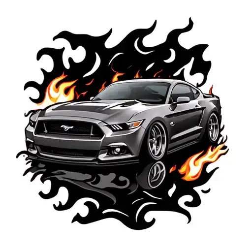 Flames And A 2014 Ford Mustang