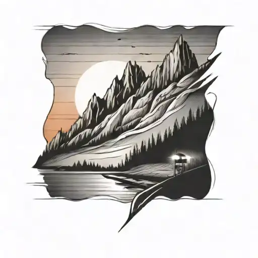 A Ski Slope Leading Into A Sunset Over The Ocean