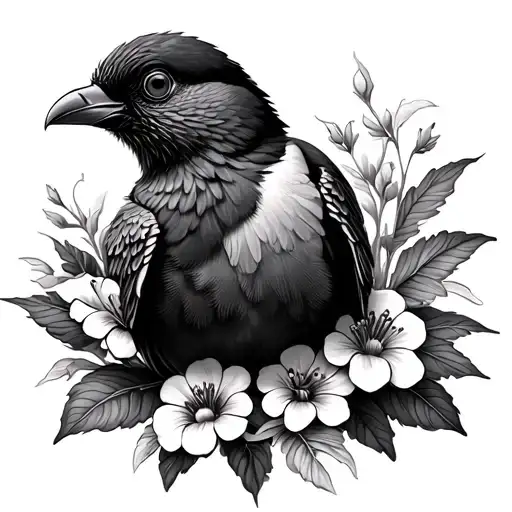 Kiwi Bird With Flowers