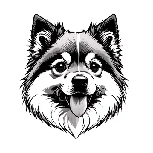 German Spitz Outline Tattoo Design
