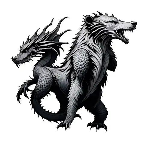 Left Chest Dragon And Right Chest Bear