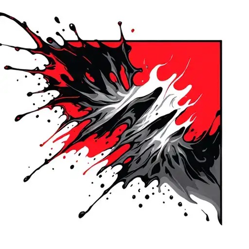 Red And Black Splashes Forming The Silhouette Of The Work Blaze