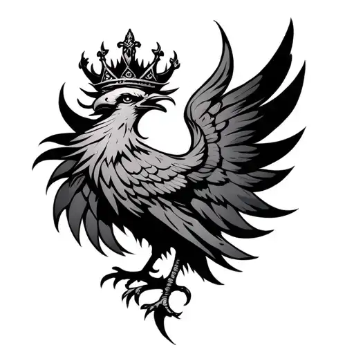 Symmetrical Phoenix With Crown