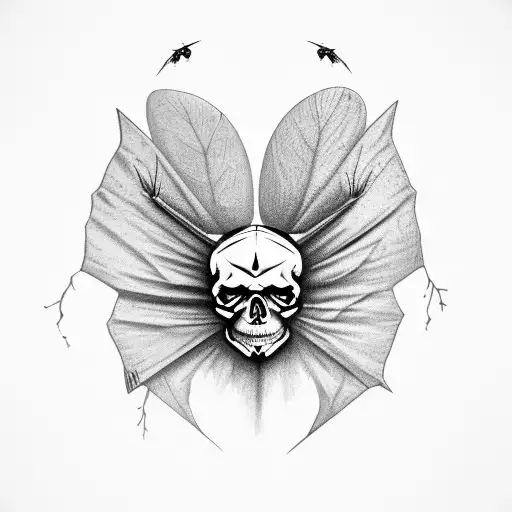 Monarch Butterfly With Skull Pattern On Wings