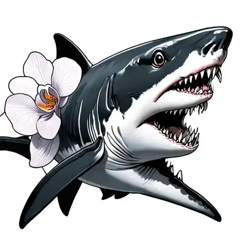 Shark With Orchid