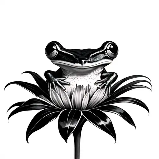Uniquely Abstract Coqui Frog On A Maga Flower Plant That Is Masculine But Is Also Pretty