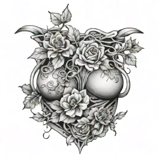 Vines And Flowers Wrapped Around Female Chest Piece