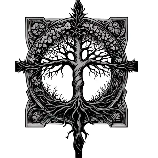Cross With Tree Of Life In The Center