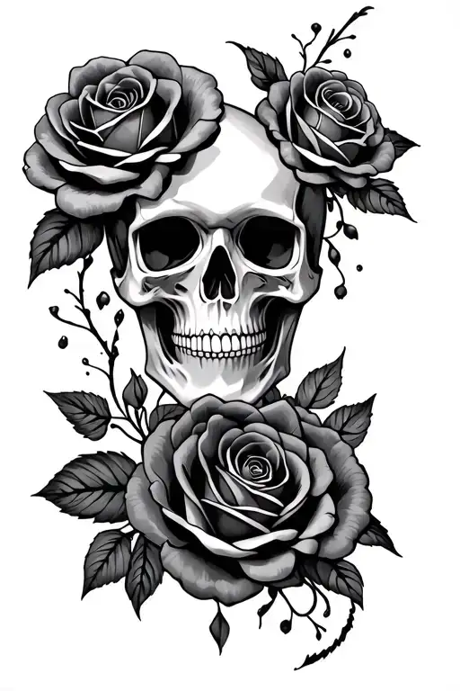 Memento Mori Forearm Tattoo With Skull And Roses