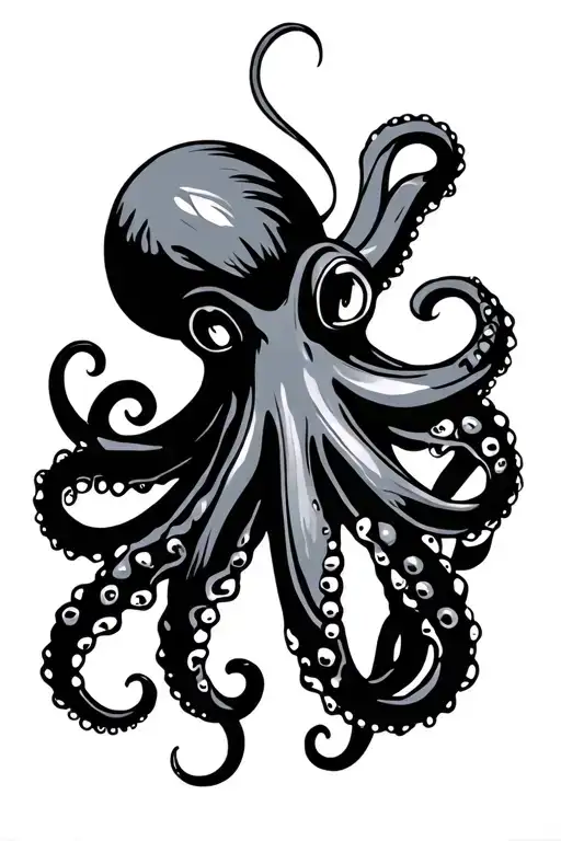 Three Colour Art Deco Octopus