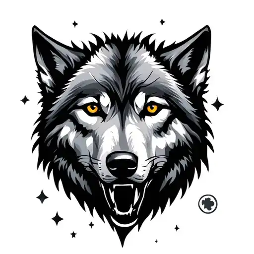 Moon And Wolf Face