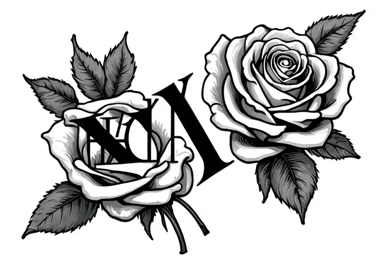 Create A Tattoo Of 2 Different Roman Numeral Dates Mixed In With A Rose