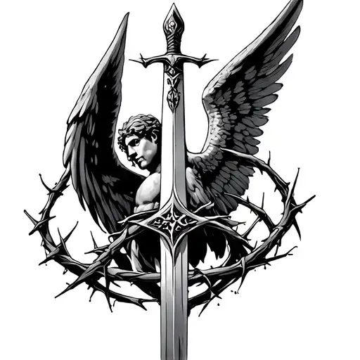 Arch Angel Micheal 'S Sword With A Crown Of Thorns Thinly Wrapped