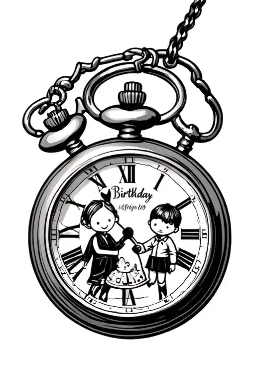 Pocket Watch With Kids Birthday